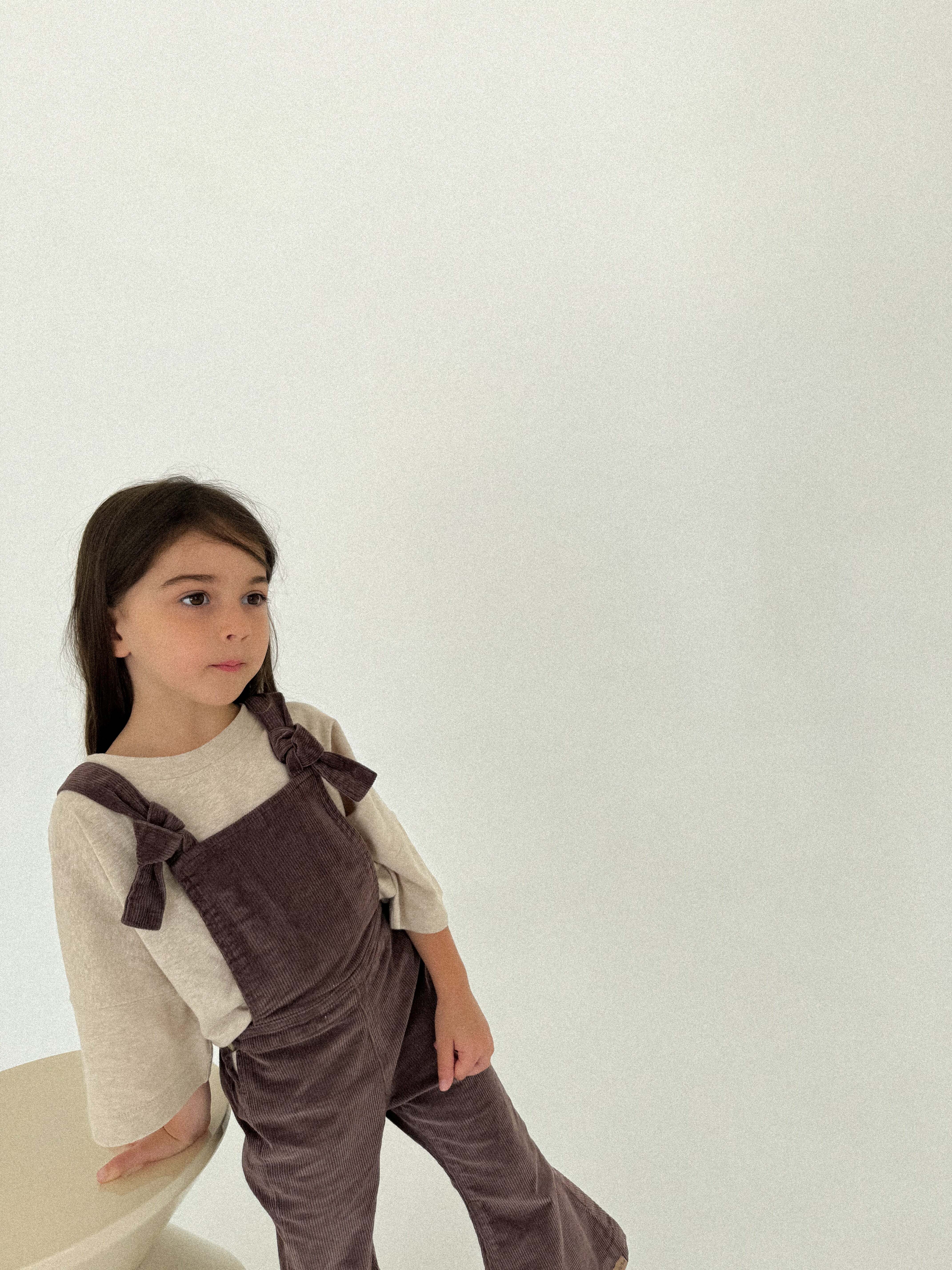 【即納/送料無料】twin collective / Farrah Flare Overall - Brown Cord-