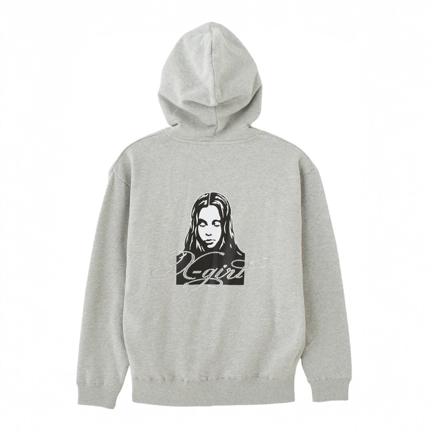 【x-girl】RHINESTONE LOGO AND FACE ZIP UP SWEAT HOODIE【エックスガール】