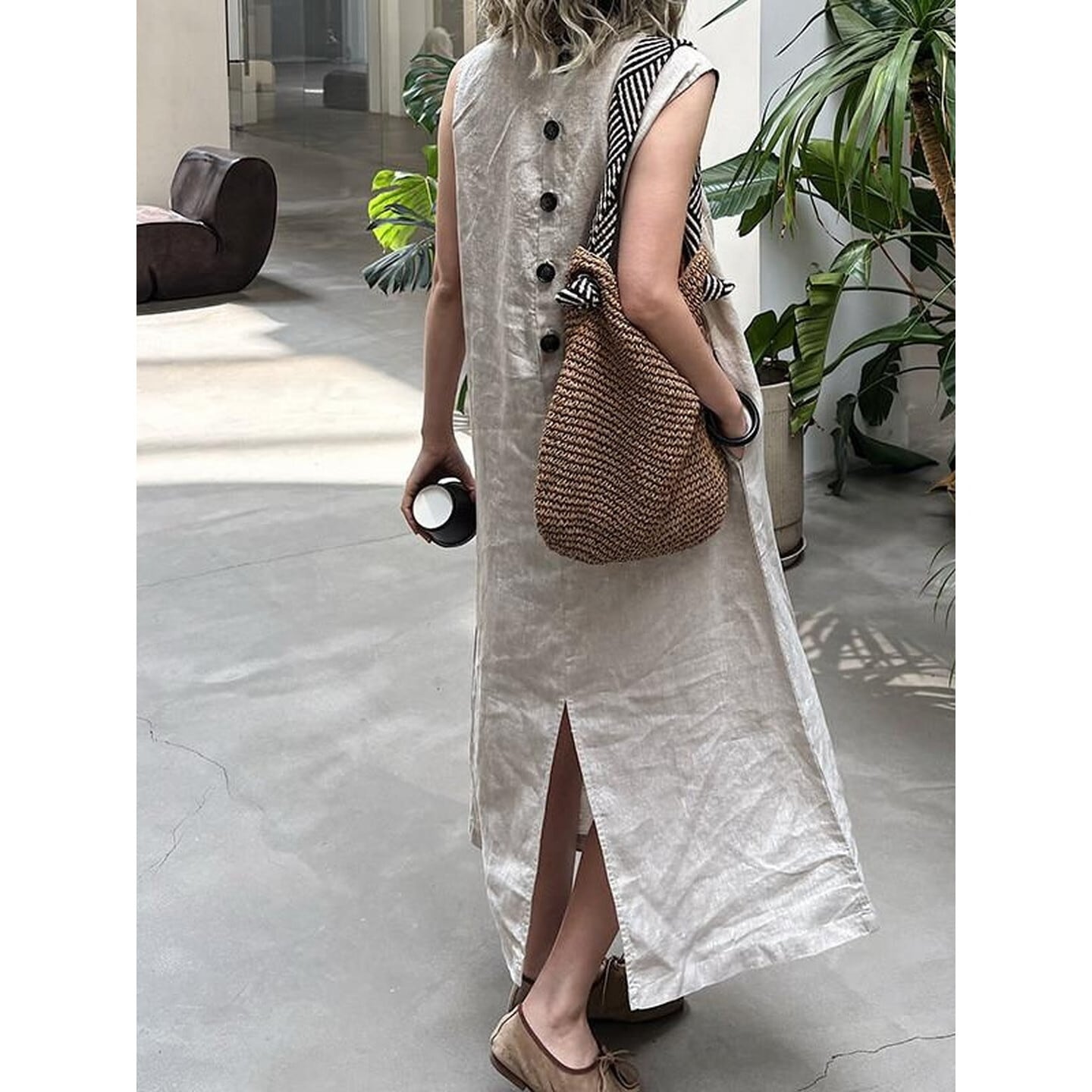 バックボタン ロングワンピース 2color【M-2XL】 RA3435