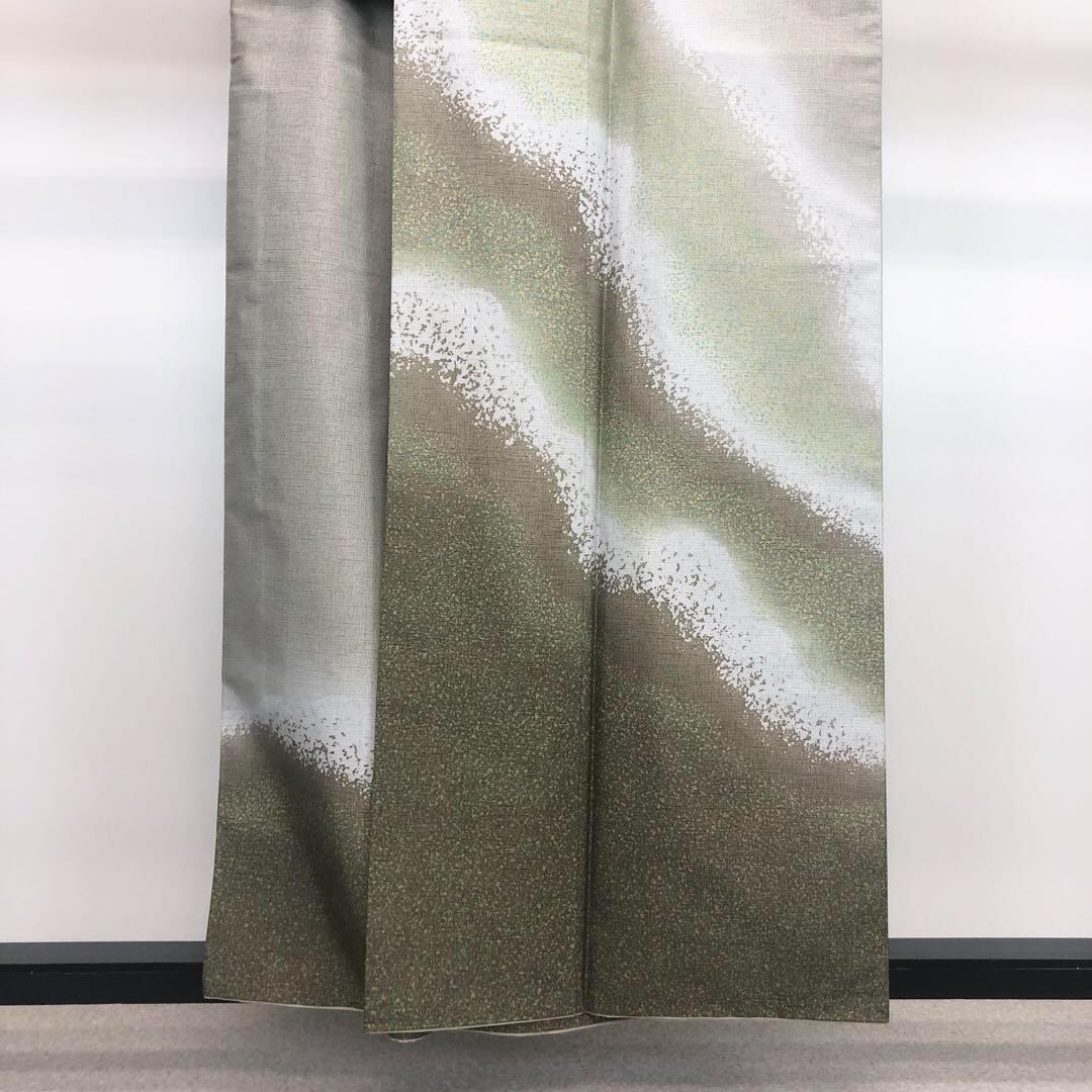 訪問着 染大島 叩き染 一矢 証紙付 蝋色 K-3558 