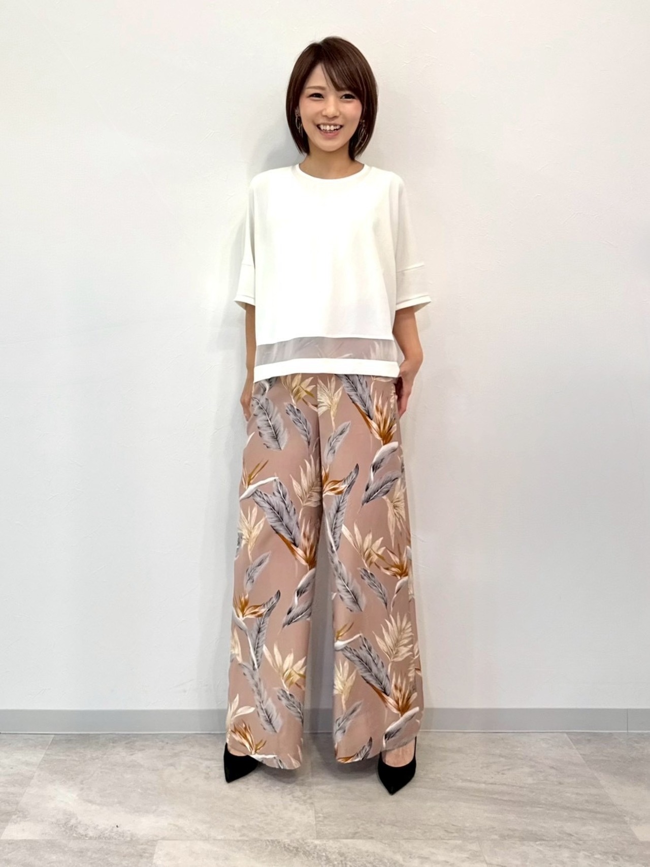 異素材ワイドシルエットブラウス