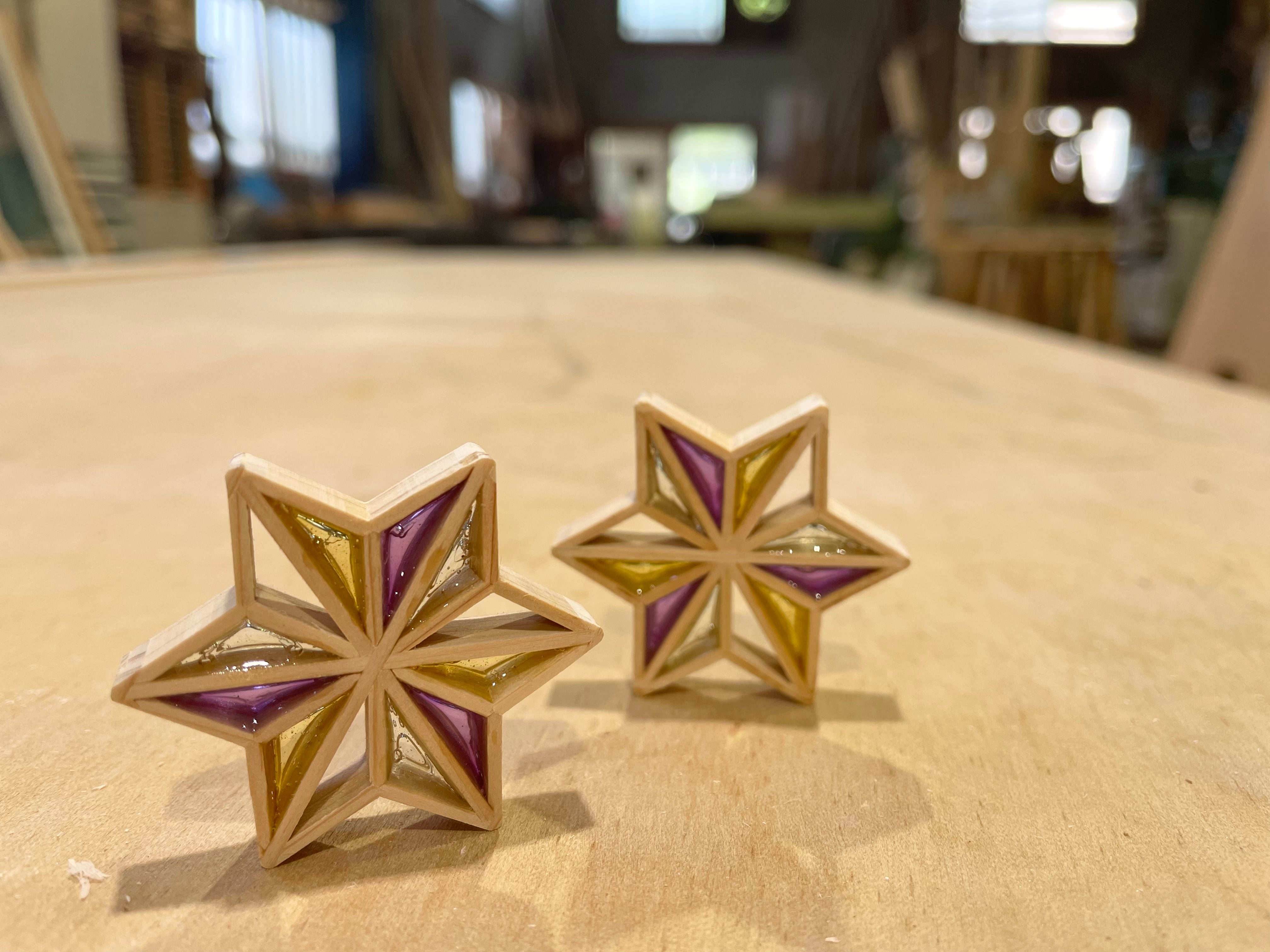 星形キーホルダー《りんどう》－身につける組子細工 | 藤田建具店