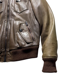 MAURO GRIFONI rib knit collar leather jacket