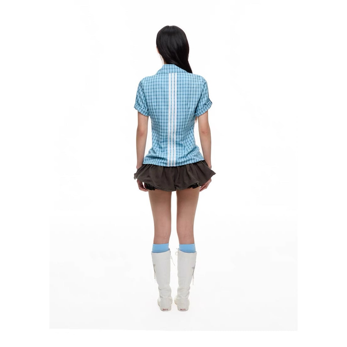 JIKOO] Blue Check Twilight Plaid Shirt | BYORI