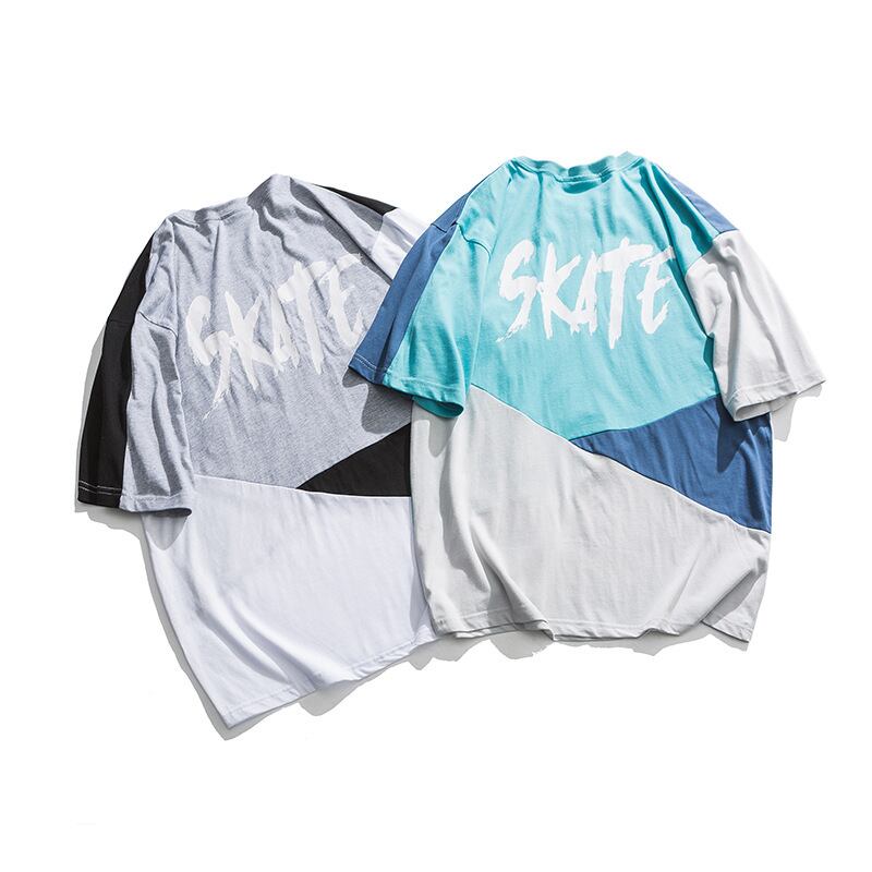 【新作】【送料無料】 Yidaoヴィンテージサマーニュースタイルeseコントラストステッチレタープリント半袖メンズTシャツルーズカジュアルラウンドネックTシャツ-Alibaba 夏物 Oネック ビンテージ hip6-161167866663