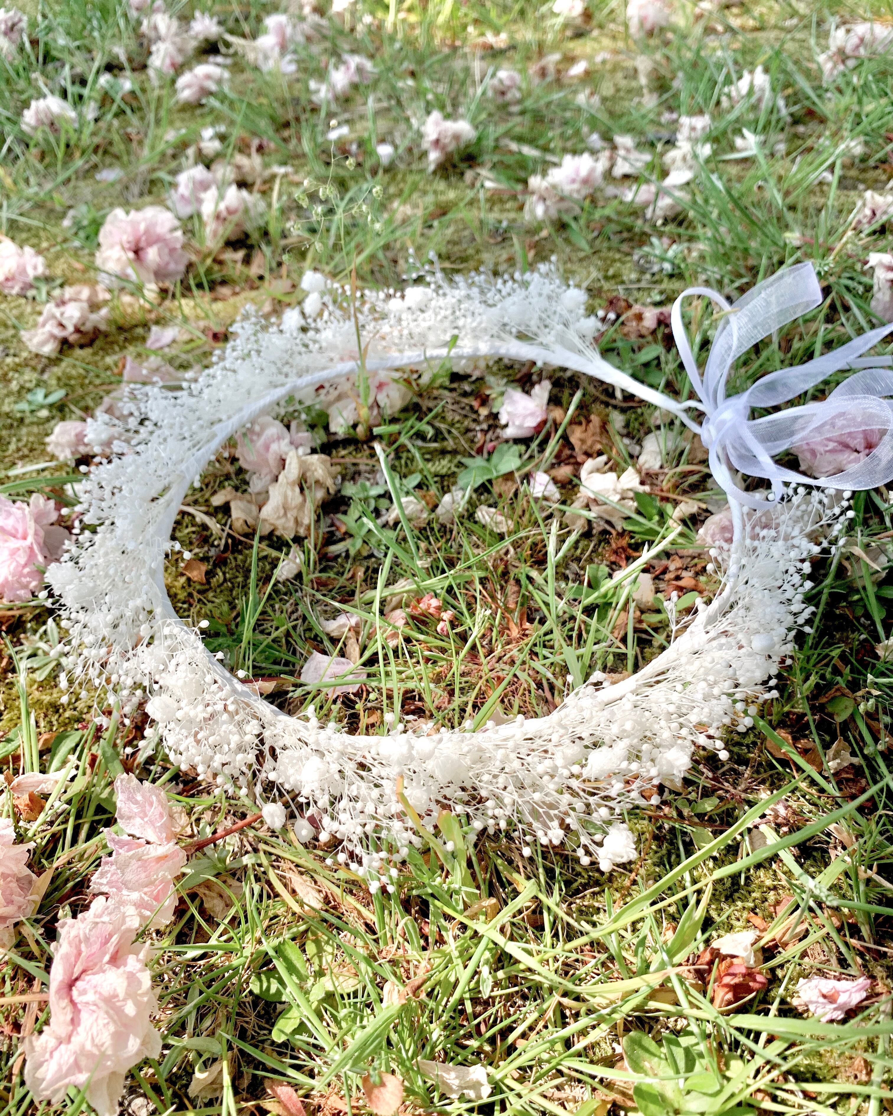 花冠 花かんむり ふわふわ かすみ草の花冠 成人式 卒業式 結婚式 振袖