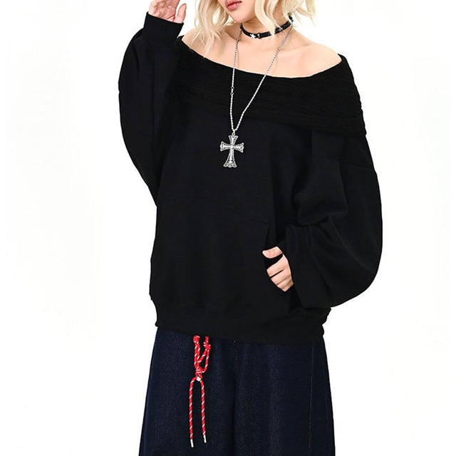 オフショルダーアクセントボリュームトップス 2col   R01447