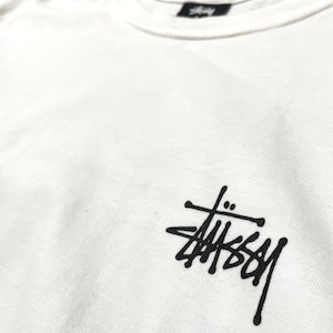 【STUSSY】メキシコ製 長袖 ロンT ショーンフォント ロゴ バックプリント ワンポイント 両面プリント S ステューシー US古着