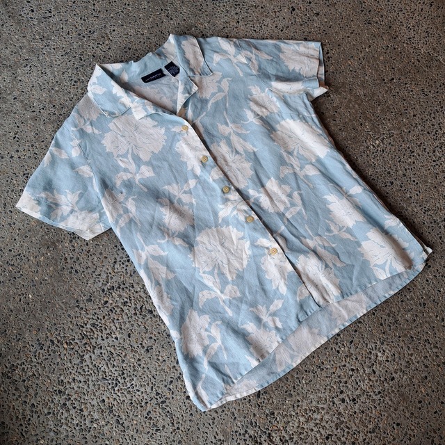 リネン 総柄ブラウス used [206055]