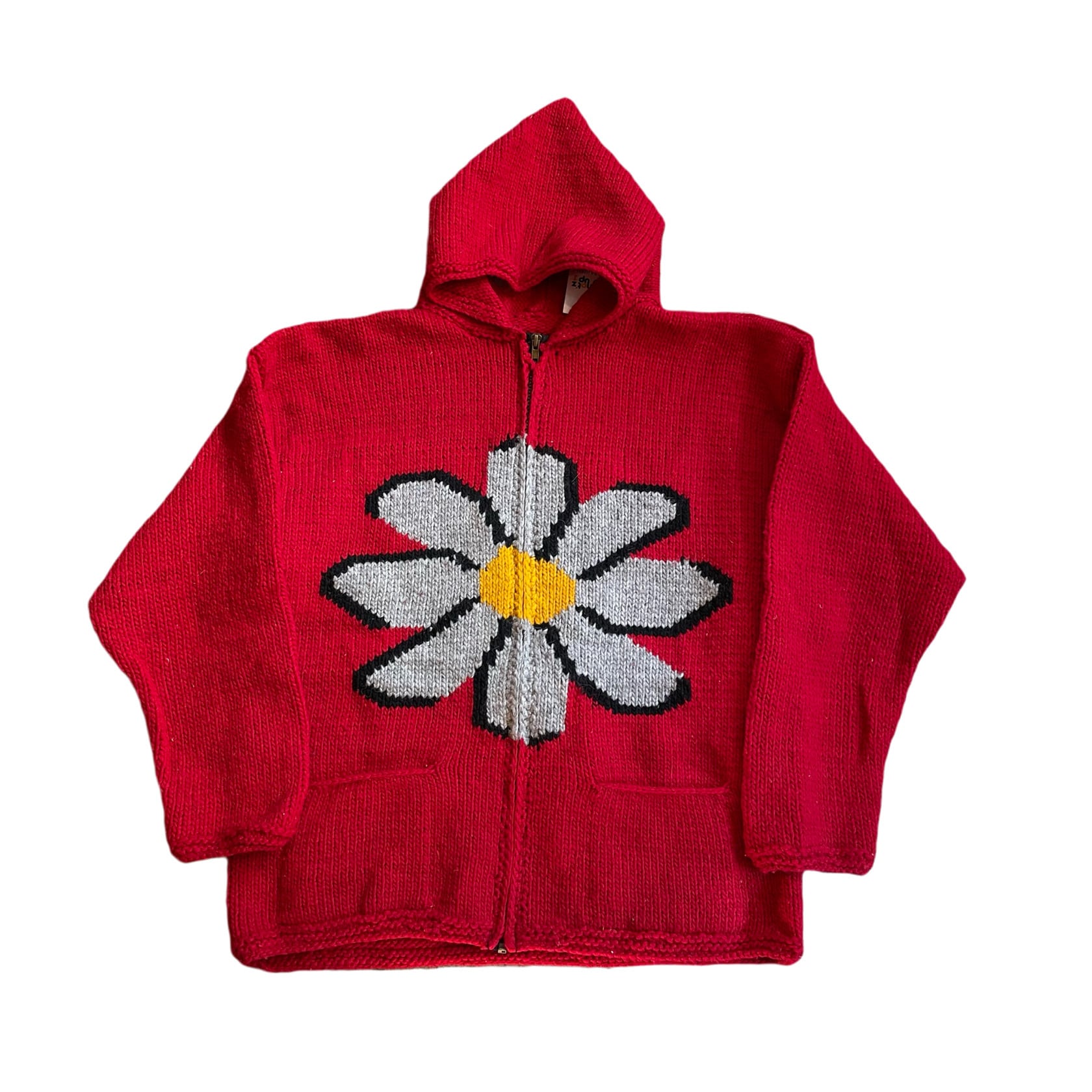 00s unknown flower hand knit zip hoodie | What'z up