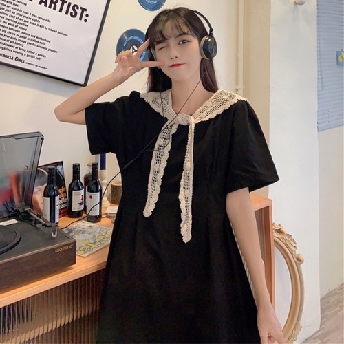 ✞ スタンダードレースラウンドネックウエストすっきり☆着痩せスリム♥カワイイ♥ソリッド カラー レトロ ソリッドカラー ✞ゴスロリ SM ミリ 甘ロリ クラロリ 和ロリ エレガント 黒ロリ 姫ロリ 華ロリ BB-BB4255400