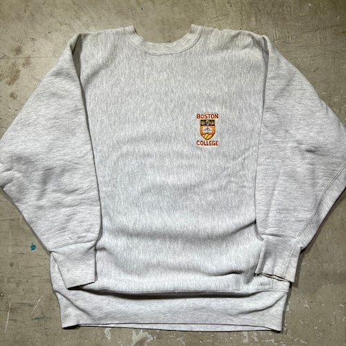 90's Champion チャンピオン リバースウィーブスウェット グレー 霜降り BOSTON COLLEGE 刺繍タグ  XLサイズ USA製 希少 ヴィンテージ BA-2338 RM2757H