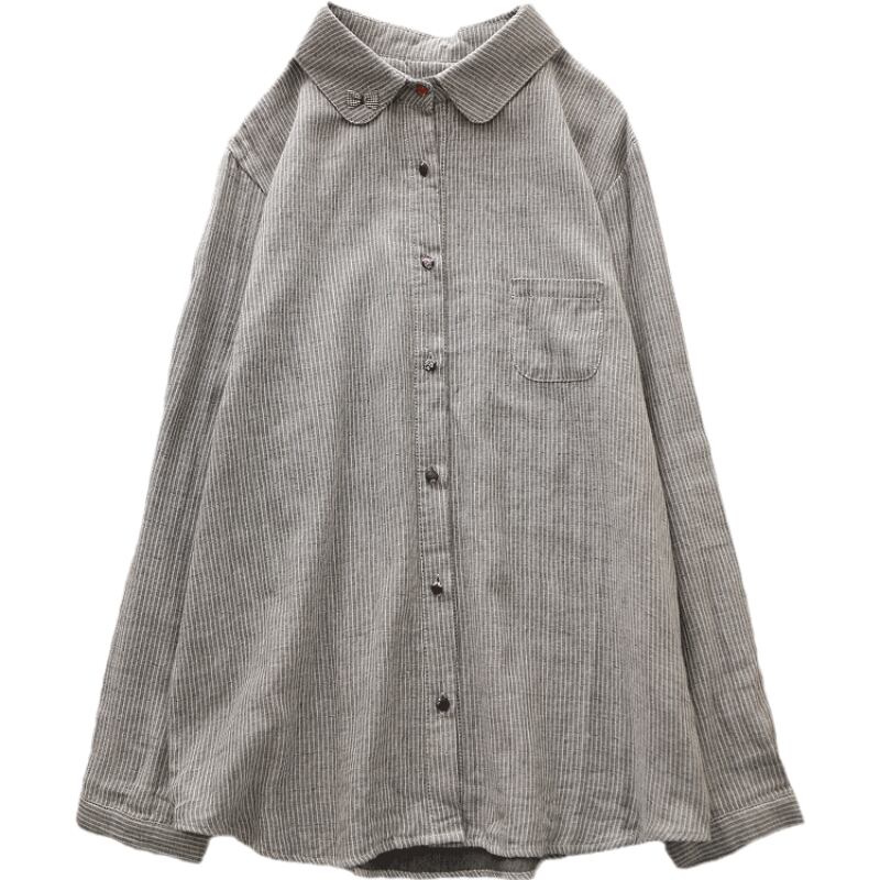 長袖 Aライン シャツワンピース 1079