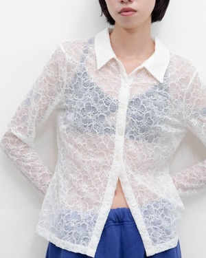 1990s sheer floral lace shirt
