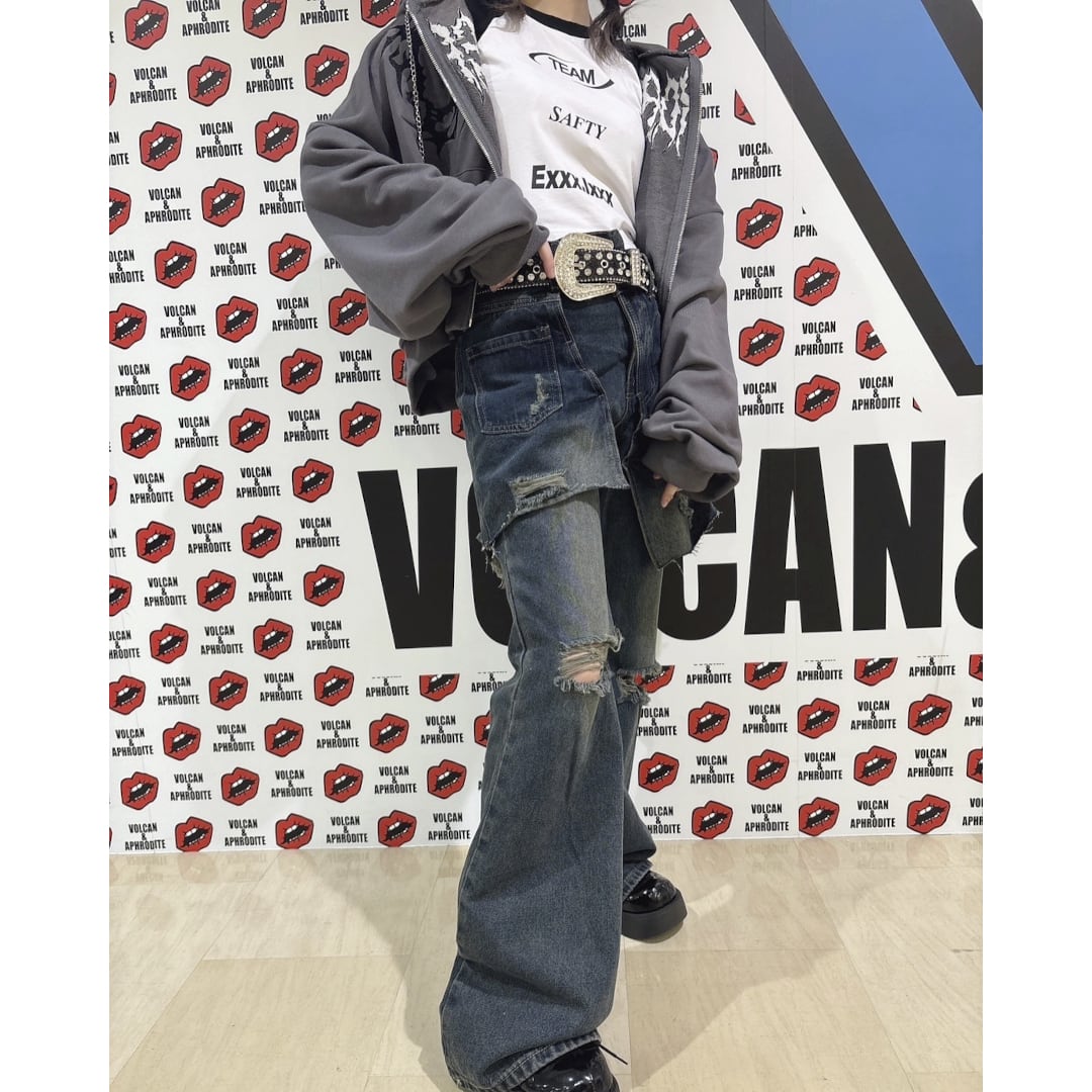 スカートレイヤード フレアデニムパンツ | VOLCAN&APHRODITE