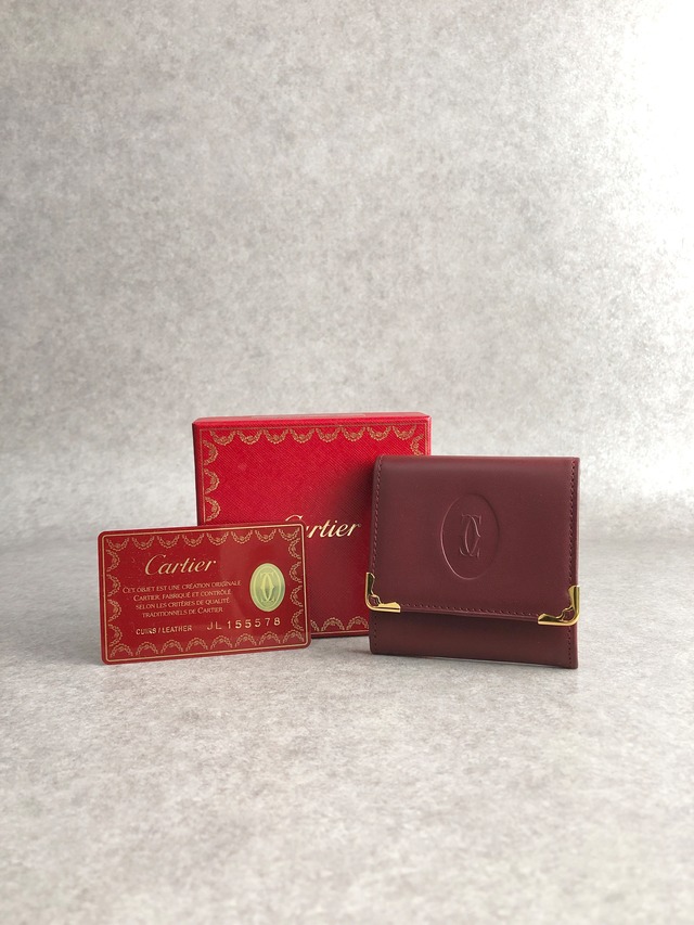 Cartier カルティエ マストライン 財布 ボルドー レザー コインケース vintage ヴィンテージ オールド g5mfrx