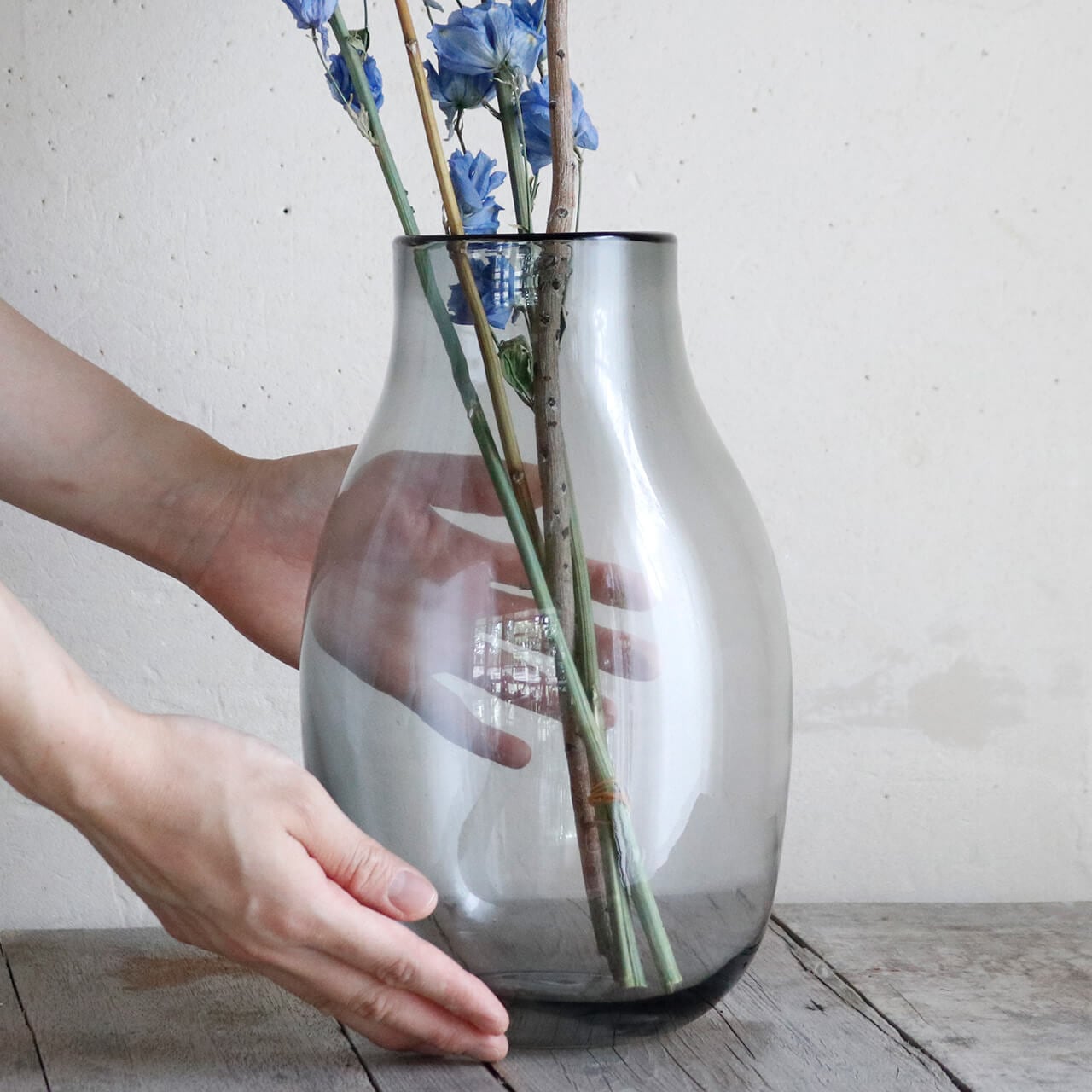 GLASS フラワーベース バランス L グレー ◇ 花瓶 大きい 枝もの