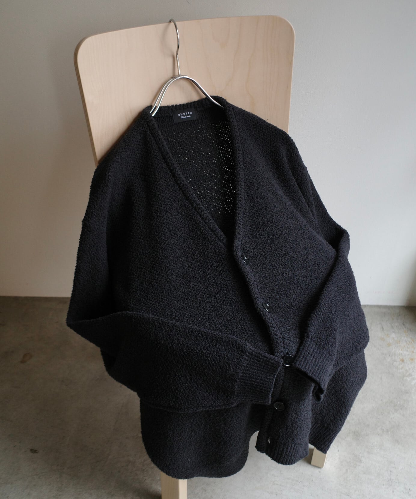 UNUSED / US2552 HONEY COMB KNIT CARDIGAN(BLACK) | AfterSchool