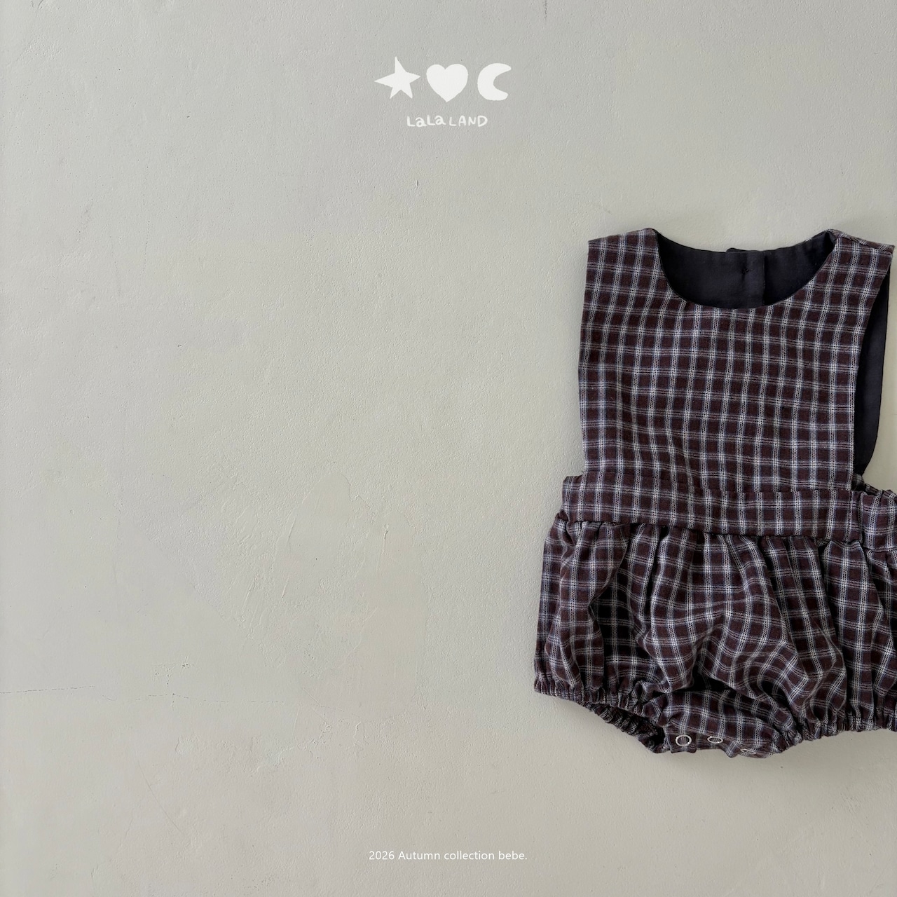 韓国子供服 / LALALAND / 26Autumn / ベベ チェック ロンパース / 秋服 / ベビー *6M~18M*
