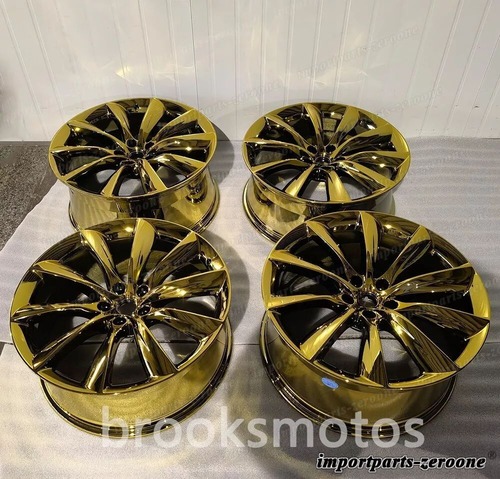 22インチタービンスタイル クローム ゴールド スタッガー ホイール テスラモデル X 22x9 22x10 適合 LI-1143