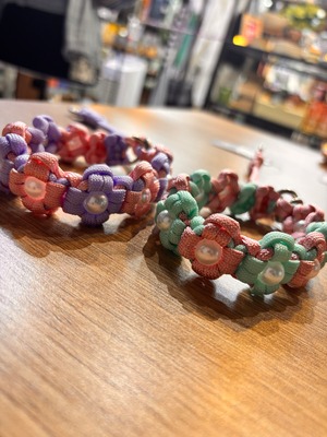 ハンドメイド 犬用首輪 チョークタイプ 花柄 パラコード 22〜32cm 小型犬