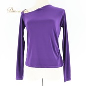 社交ダンス 衣装 トップス パープル系 ジャンティ gentil ブラウス 紫 無地 シンプル 長袖 レッスン 練習 鮮やか 日本製 ストレッチ 伸縮 絞り 柔らかい生地 上品 かわいい ダンス衣装