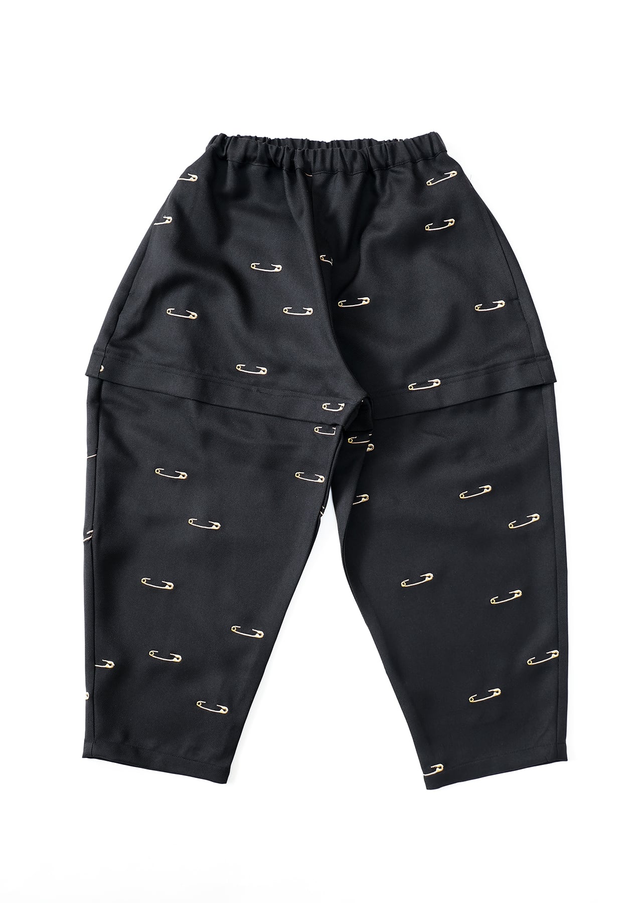 【26AW】michirico(ミチリコ)Safety pin embroidery pants ブラック(L/XL)パンツ 安全ピン