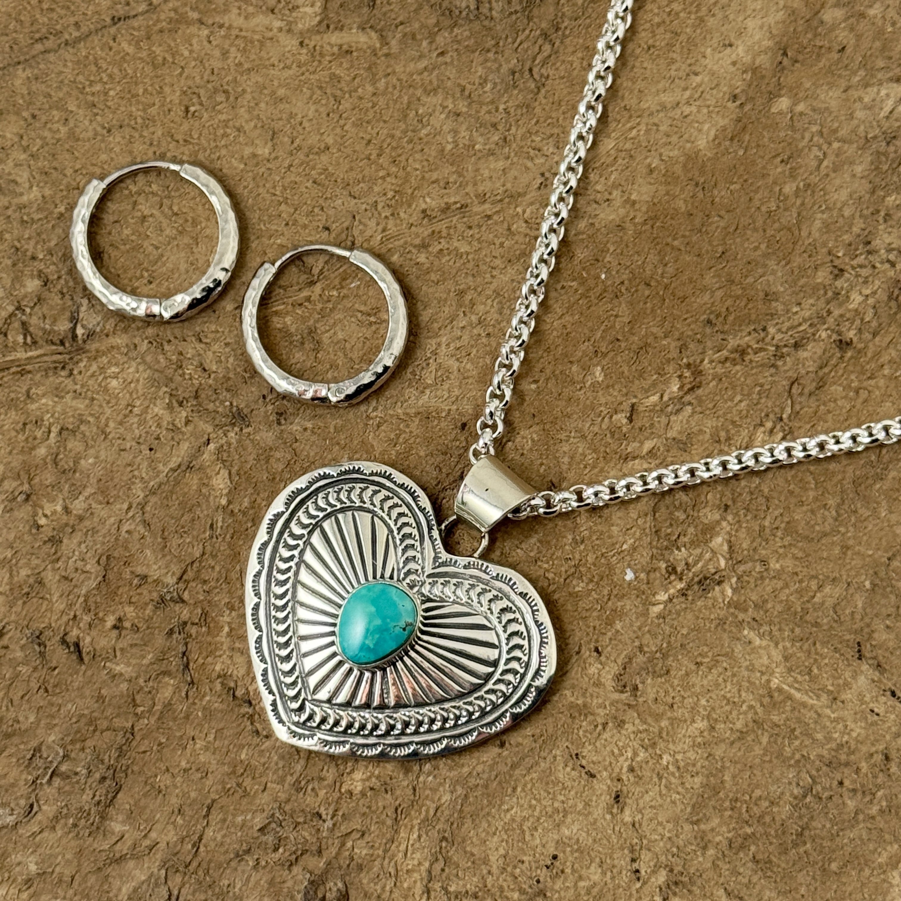 Indian Jewelry 》キングマン ターコイズハートペンダント ネックレス