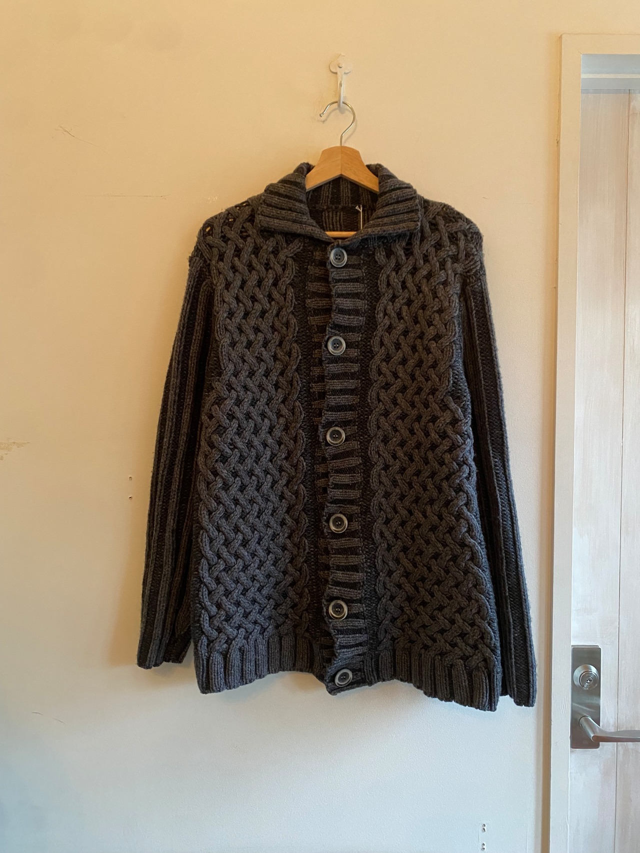 UNISEX Stone washed knit cardigan Made in ITALY