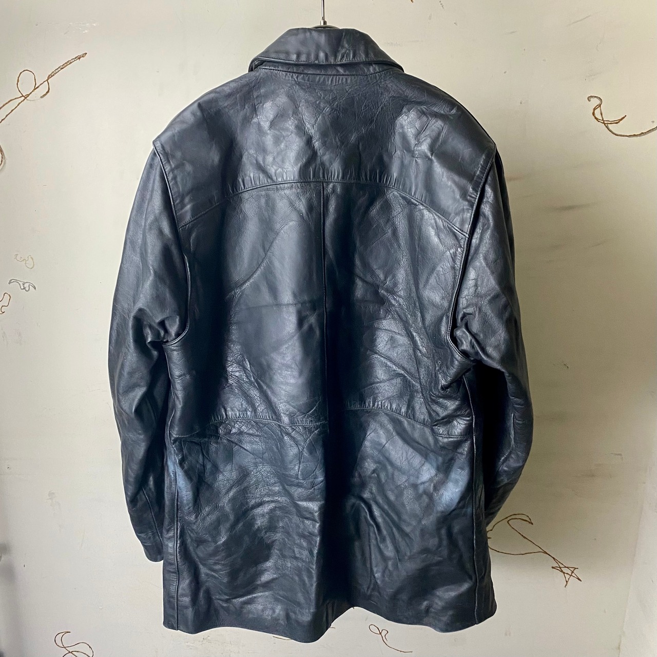 vintage 1990’s italy “policeman” leather coat