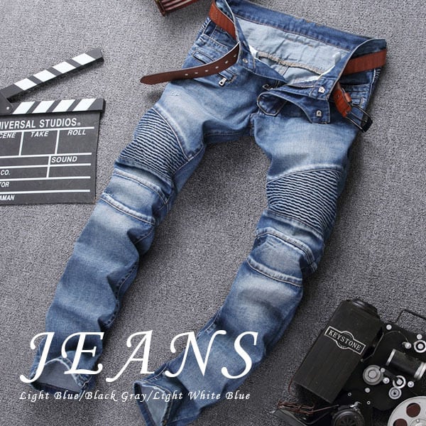 デニム ジーパン JEANS 蛇腹 パンツ バイカー BIKER ハイストリート