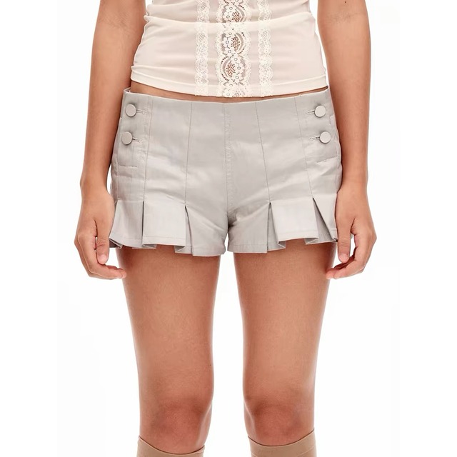 [9266studio] gray pleated double-breasted pants