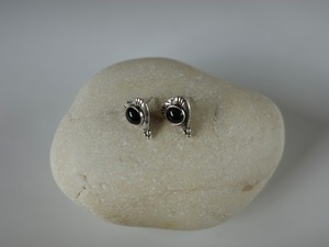 <vintage silver925>heart onyx  mini pierce