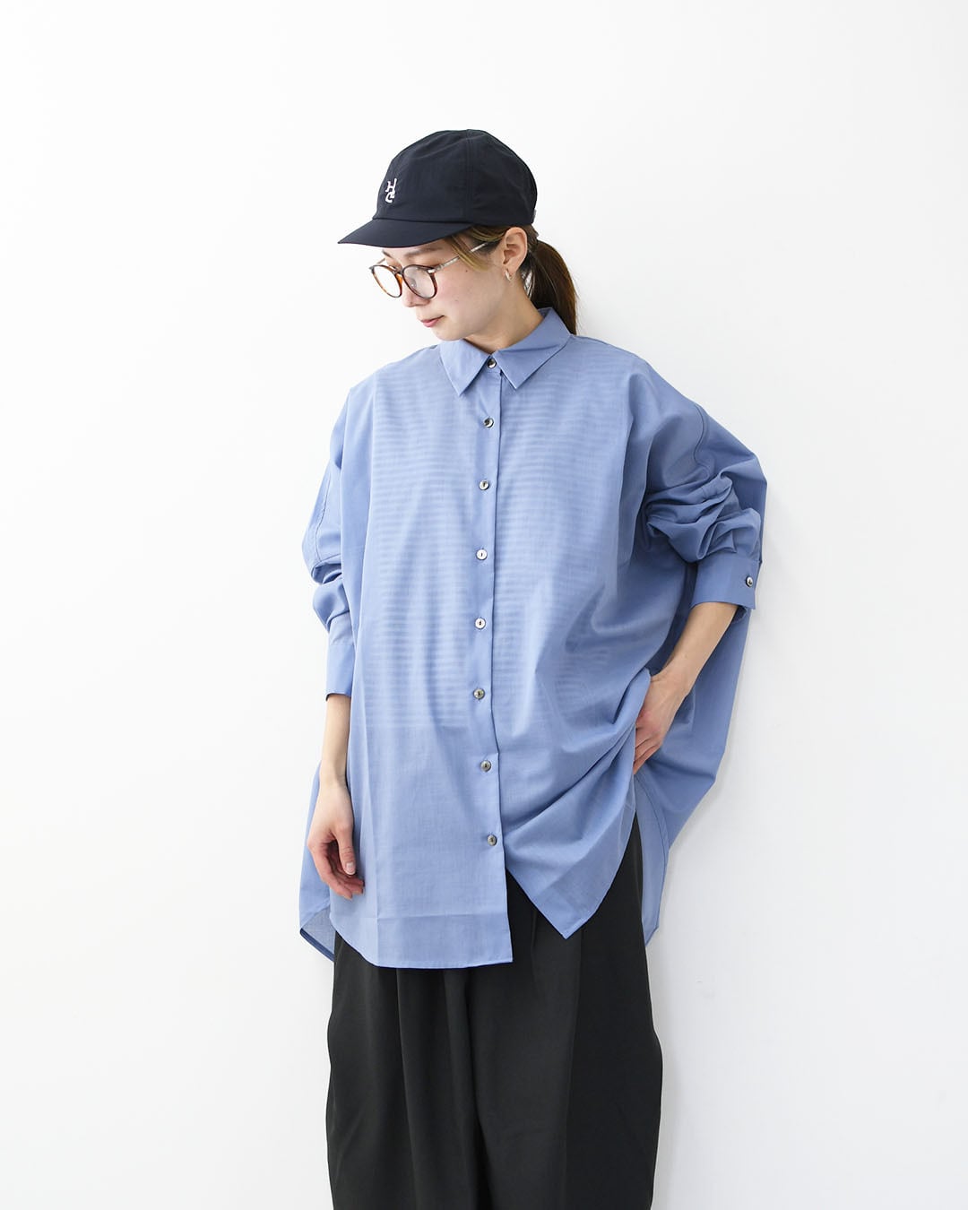 mizuiro ind [ミズイロ インド] T/C sheer wide shirt [1-230162] T/C