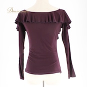 社交ダンス 衣装 スタンダード トップス レッスンウェア Create-Sun クリエイトサン 紫 花柄 レース パープル系 長袖 上品 練習着 ディープパープル 魅力的 繊細 エレガント カジュアル フェミニン 着やすい スタイリッシュ ストレッチ 練習用 ダンスウェア シック レディース トップス おしゃれ