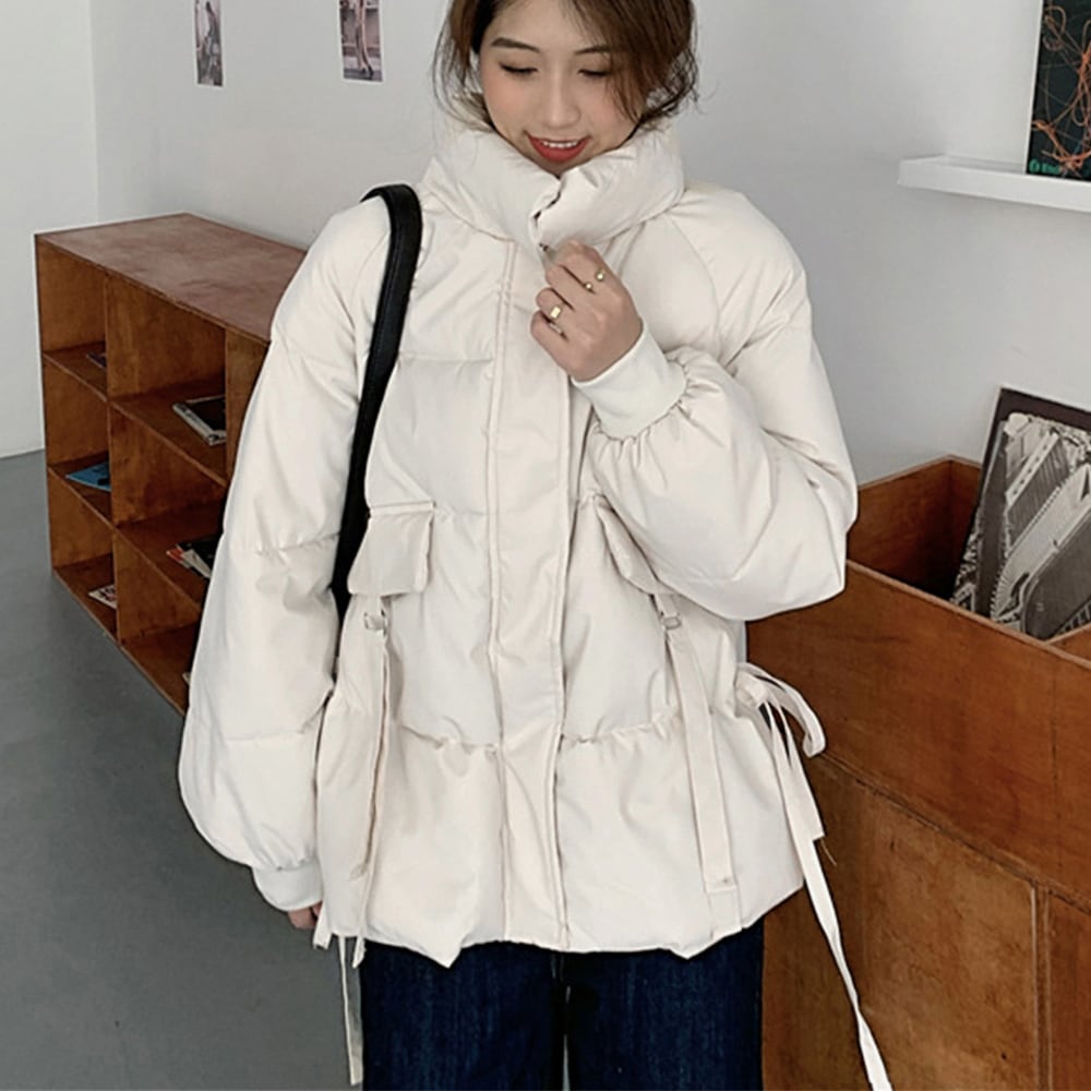 【新品　未使用】韓国ファッション　ショート　ダウンコート　絞り可能　暖かい　軽量