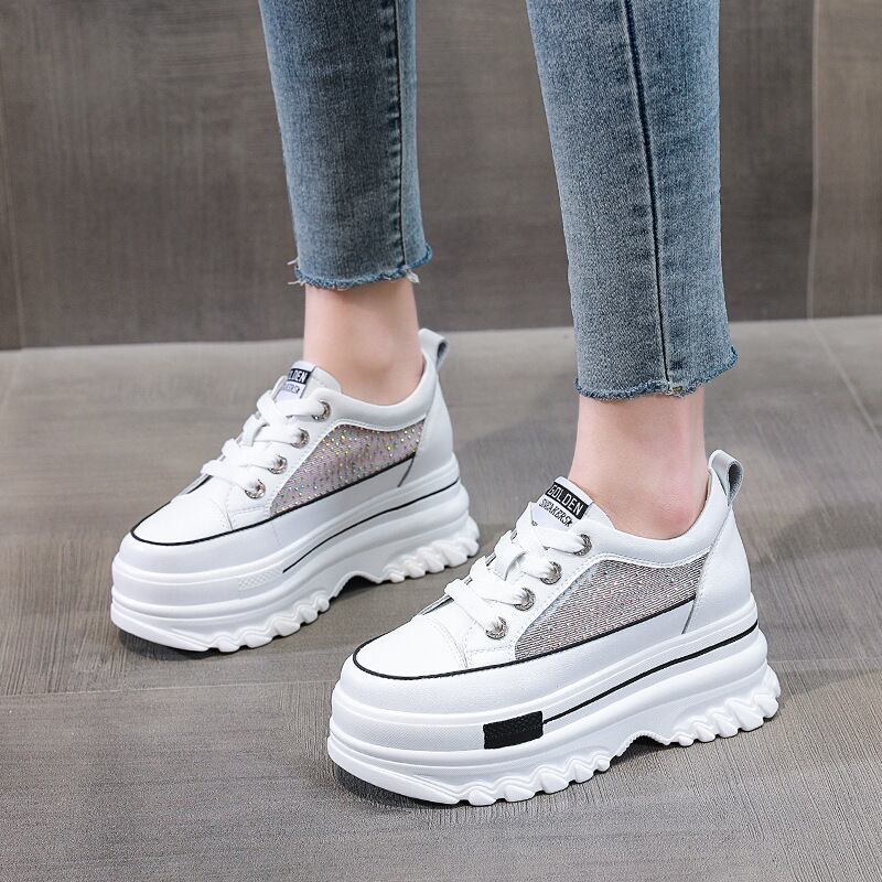 初回送料無料インナーハイトニングプラットフォームホワイトシューズファッション