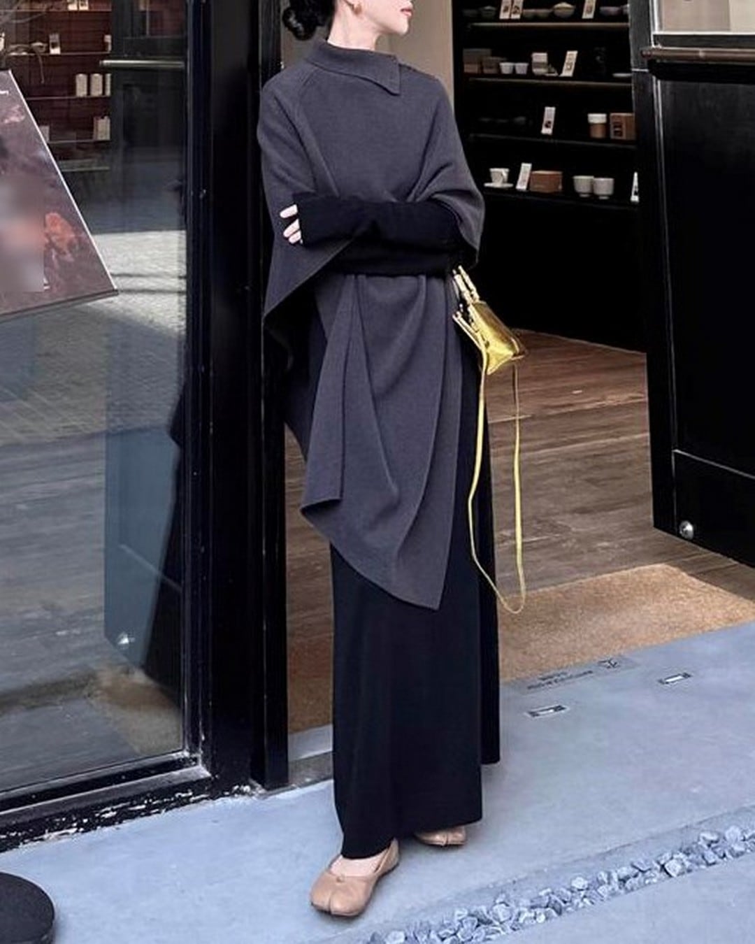 ロングニットポンチョ A24015