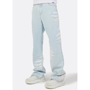 GUAPI /aqua blue hell dragger flared denim