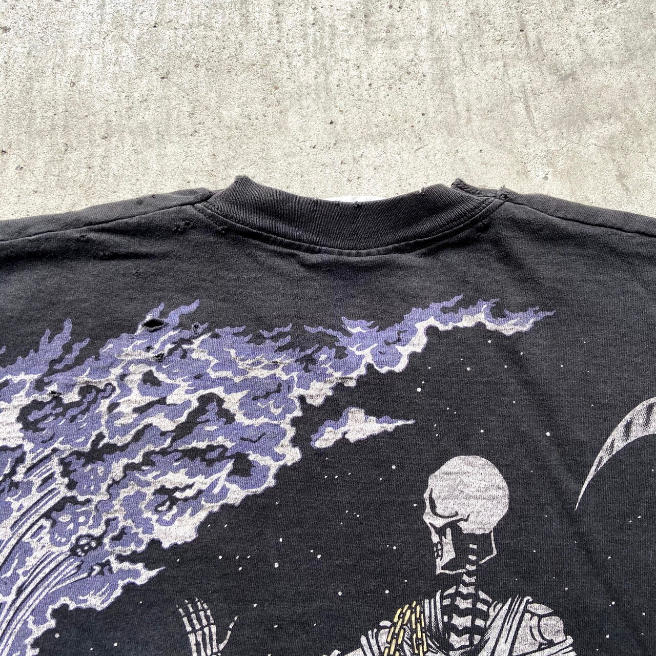 90年代 USA製 LIQUID BLUE ビッグプリント スカル 死神 Tシャツ メンズ 
