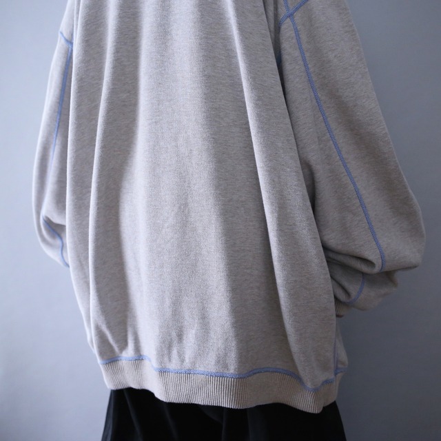 "2-way" stitch work design over silhouette sweat