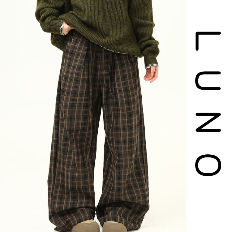 ヴィンテージチェックワイドパンツL00362