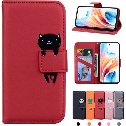 OPPO A79 5G ケース 手帳型 お洒落 カバー おっぽ A79 5G ケース 耐衝撃 携帯ケース オッポ A79 5G ケース 高級 PUレザー 保護カバー おっぽ a79 5g スマホカバー 人気 手帳型 OPPO オッポA79 5Gカバー かわいい 動物柄 スマホケース おしゃれ 財布型カバー 軽量 スマホカバー カード収納 横置きスタンド機能 内蔵マグネット 赤猫 2809