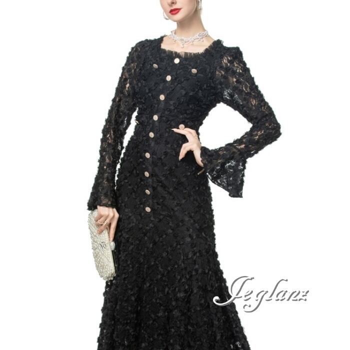 2色 パーティドレス 長袖 ワンピ ボタン ベルスリーブ 肌透け ♪(MB547)ζ☆