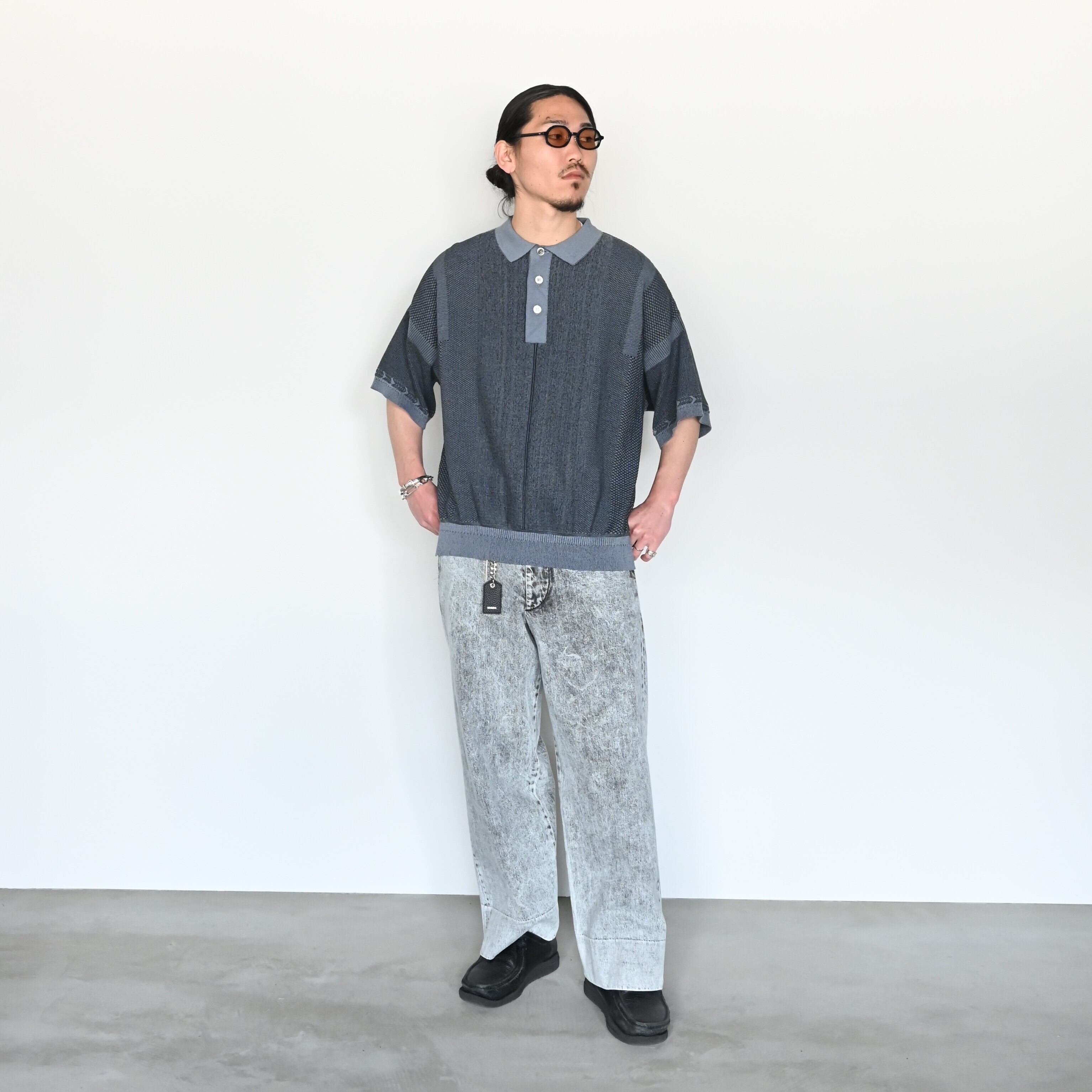 INTÉRIM / VINTAGE FADE LIGHT DENIM MIL BAGGY TROUSER | GANKO