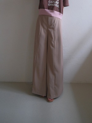 Draped Waist Wide Pants / BEIGE