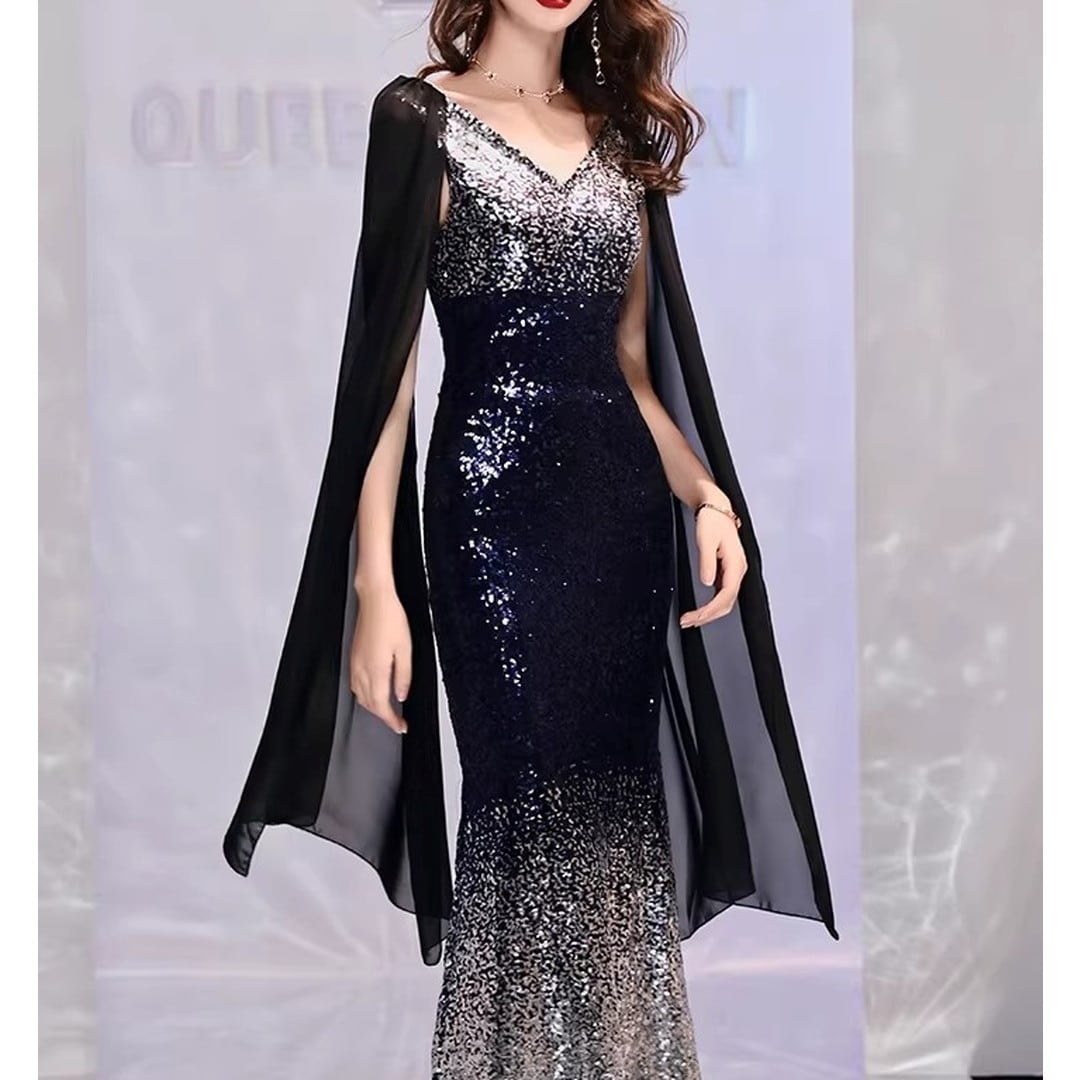 Sequin Long Maxi Evening Dress(2color) V3314