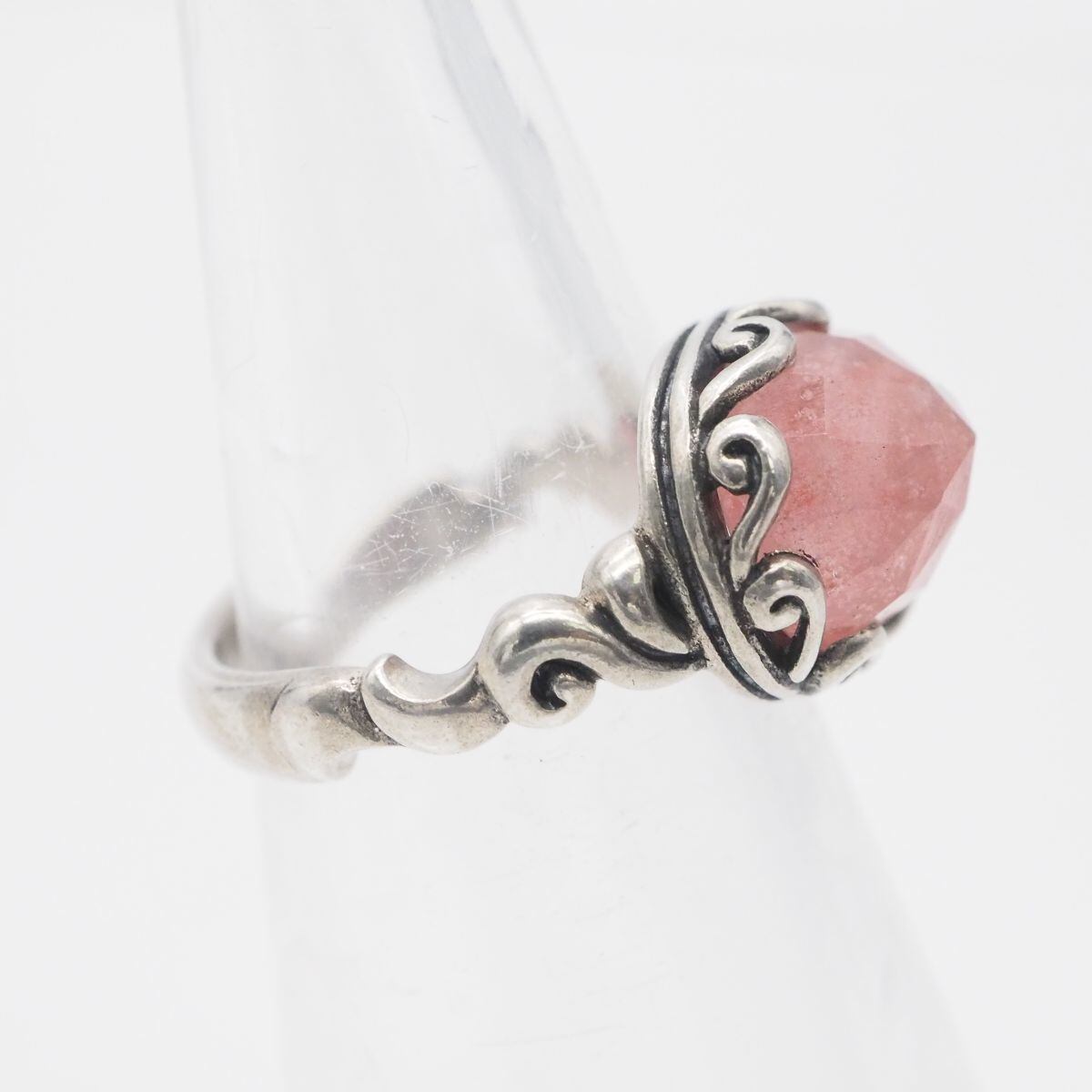 C51 ヴィンテージ SV刻印 リング ピンクガラス デザイン シルバー 指輪