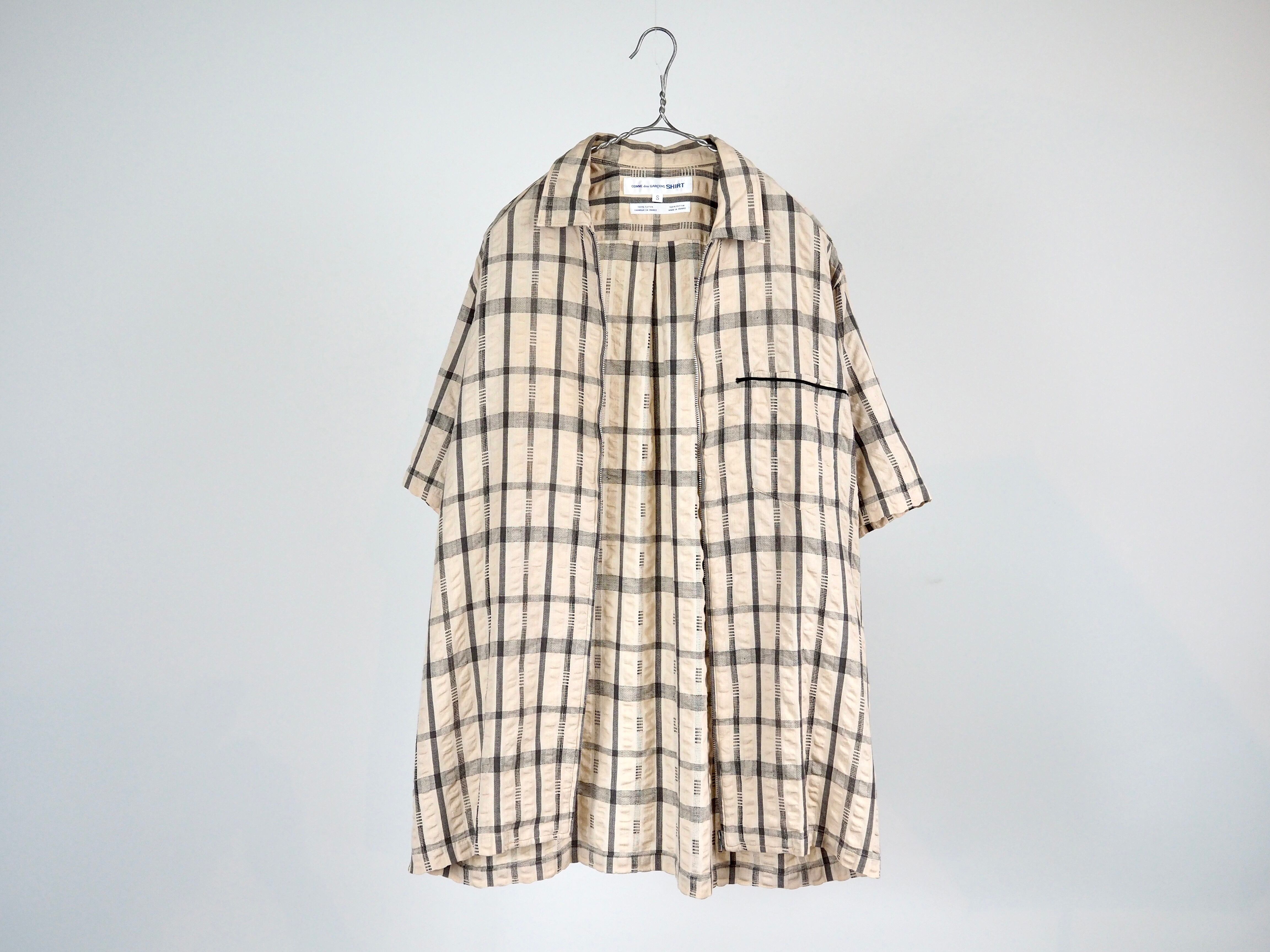 COMME des GARCONS SHIRT zip up short sleeve shirt S /made in FRANCE