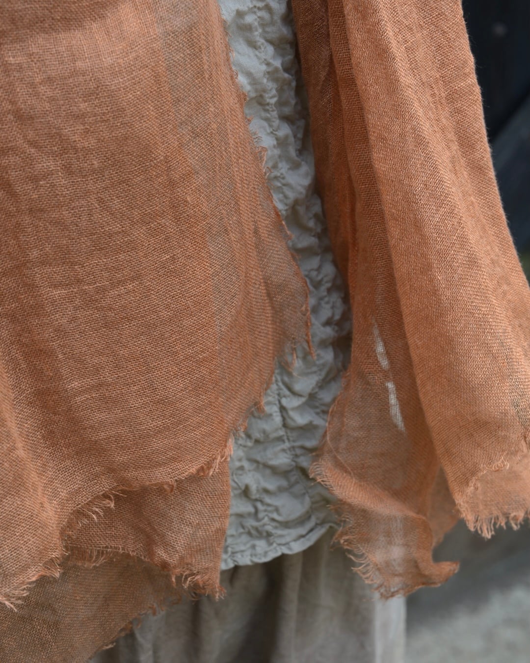 手染め 麻100% 麻布｜金魚草（植物染め）｜futashiba248 Linen textile